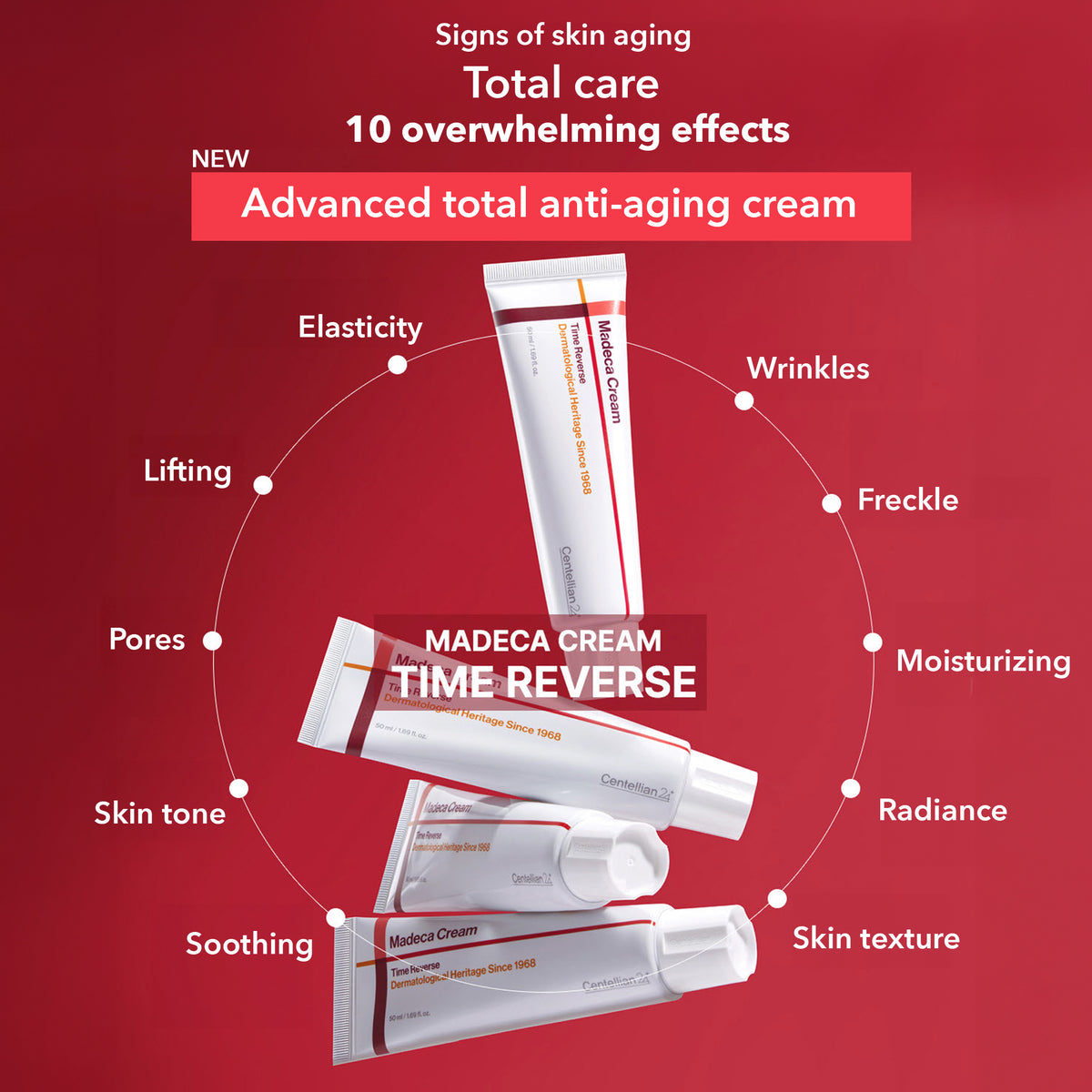CENTELLIAN 24 Madeca Cream Time Reverse (1.69 fl oz) - TECA Centella Asiatica Glow Face Cream Moisturizer, Hydrating, Firming, Smoother Even-Looking Skin, Helps Improve Skin Elasticity,Korean Skincare